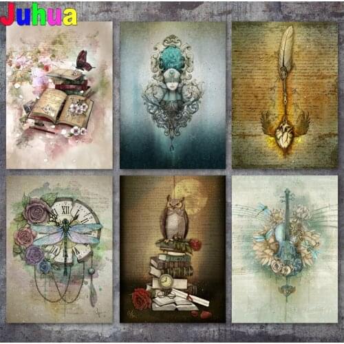 New diamond painting Steampunk Feather Flower Violin Girl Owl cross stitch 5d diy diamond embroidery full Square round
