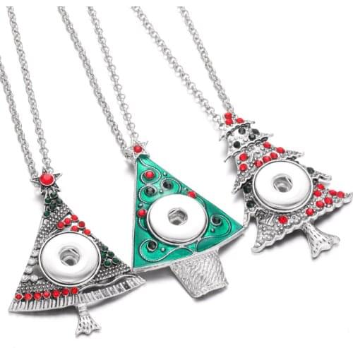 Snap Jewelry Necklaces Snowman Christmas Tree Snap Button Necklace Fit 20mm 18mm Snap Buttons Pendant Necklace Christmas Gifts