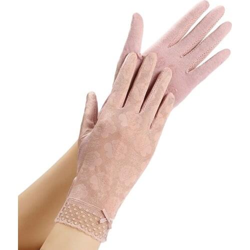 2021 New Women Spring Driving Gloves Lace Summer Non-slip Block UV Touch Screen Gloves Mitten Outdoor Breathable Guantes