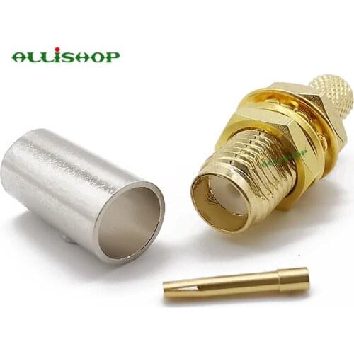 ALLiSHOP 5Pcs SMA Connector Female Jack Nut RF Coax Adapter Convertor Crimp for RG58 ,RG142,LMR195 Cable Straight Goldplated