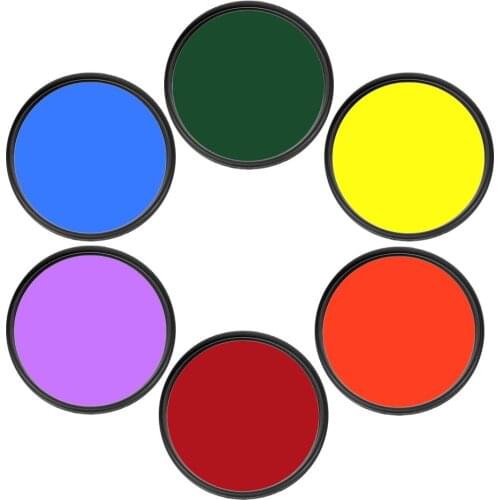 Full Color Filter 37 40.5 43 46 49 52 55 58MM Red Orange Yellow Green Blue Purple Filter 62 67 72 77 82mm Filter Accessories