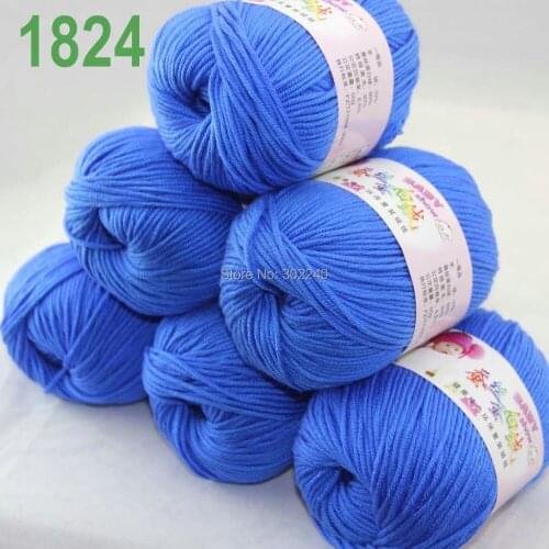 Sale Lot of 6 balls x 50g (147y) Cashmere Silk velvet Hand knitting Yarn Blue 1824
