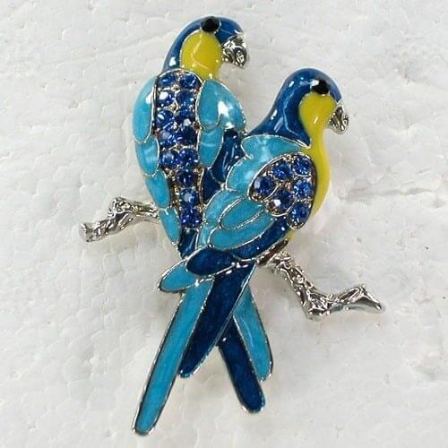 Blue Enamel Rhinestone Brooch Parrot Pin brooches C934 B