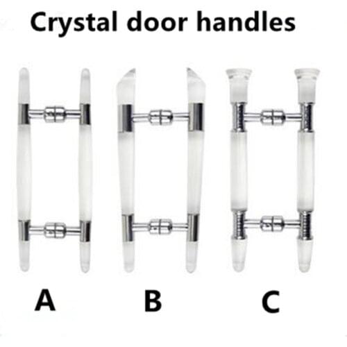 Modern fashion clear crystal glass door handles silver chrome bathroom door pulls handles free shipping stainless steel handles