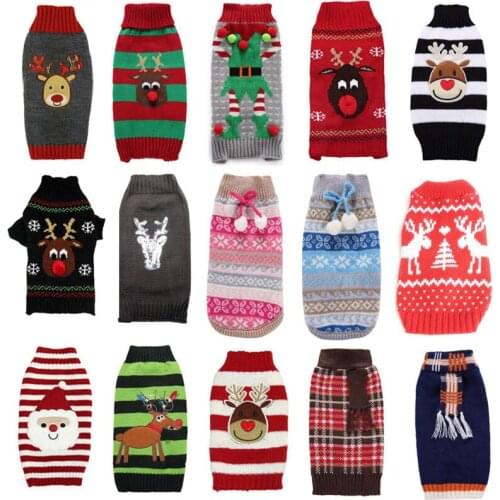 Warm Pet Dog Sweater Clothes Winter Puppy Cats Pullover Sweaters Coat Outfit Ropa Perro Dog Jumper Costumes for Small Large Dogs