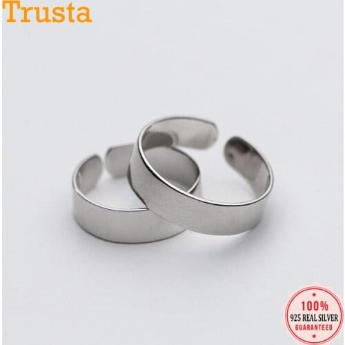 Trustdavis Authentic 925 Sterling Silver Simple Personality Smooth Surface Opening Ring For Women Silver 925 Ring Jewelry DA991