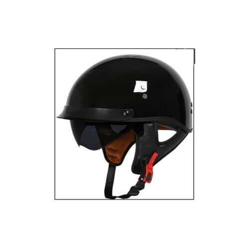 Vintage Motorcycle Motorbike Classic Black Fiberglass Jet Half Face Helmet Open Motorbike Helmet Moto Casco DOT Approved