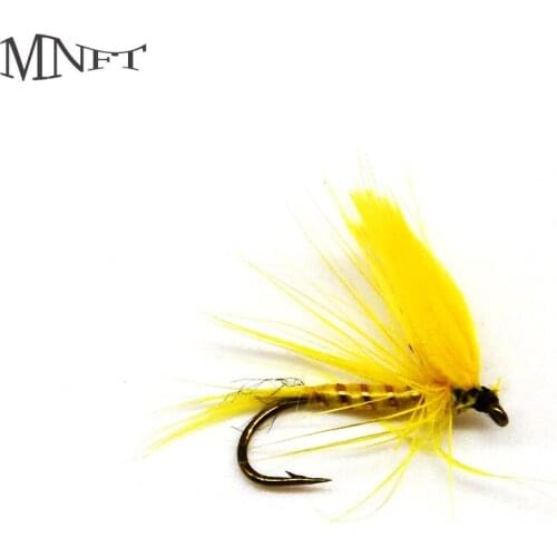 MNFT 10PCS [10#] Bright Yellow Color Winged Dry Flies Mayfly Trout Fly Fishing Lures Materials Hand Made Baits