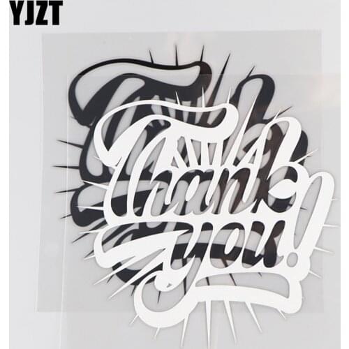 YJZT 15×14.9CM Thank You Interesting Word Decor Car Sticker Vinyl Decal Creative Black/Silver 4C-0541