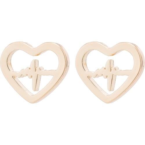 Trendy Stainless Steel Love Earrings For Girl Small Heartbeat Stud Earring New Fashion Heart Earring Romantic Lightening Jewelry