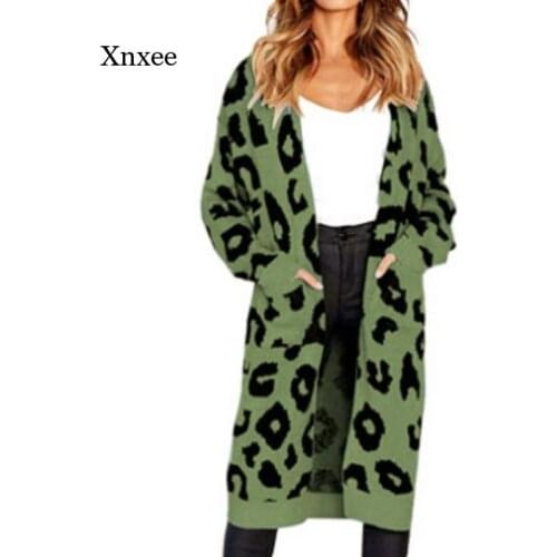 2021 Autumn and Winter Womens New Sweater Cardigan Solid Color Long Style Womens European and American Style Mid-L