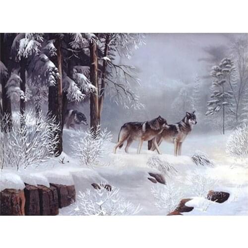Animal Wolf DIY Cross Stitch Embroidery 11CT Kits Needlework Craft Set Cotton Thread Printed Canvas Home Decoration Sale
