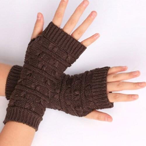 Winter Half Finger Gloves Pure Color Glove Women Knitting Arm Warmer Cover Fingerless Gloves Arm Sleeve Ladies Hand Protection