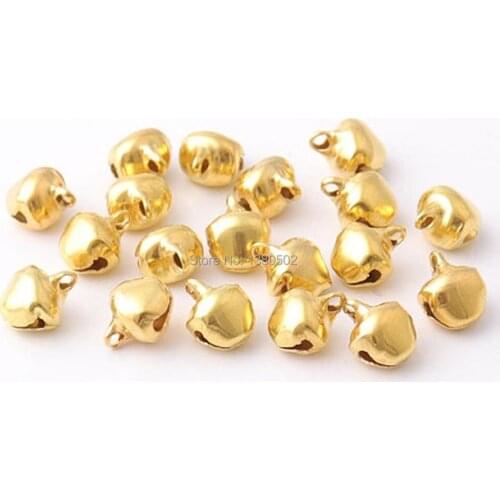 50pcs/lot Gold Color 8/15mm Jingle Bells Loose Beads Ornaments Christmas Tree Decoration