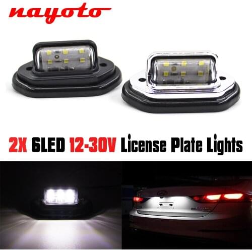 1/2Pcs 12V 24V 6 LED Car License Plate Light Signal Rear Tail Light Step Lamp Boat Truck Trailer SUV VAN Caravan Waterproof