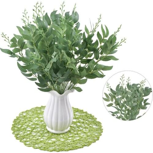 1pcs/5 Branches Artificial Willow Leaves Silk Fake Green Faux Foliage DIY Home Wedding Plant Jungle Decoration Party Decor