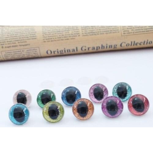 100pcs--13mm&14mm&15mm&18mm clear cat eyes plastic safety toy glitter eyes &glitter Nonwovens & hard washer --color&size option