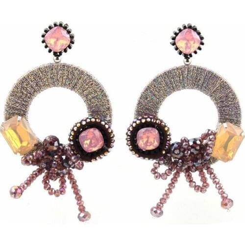 2021 Big Round Pendant Chunky Bead Resin Crystal Dangle Drop Earrings for Women Florate Brand Colorful Fashion Flower Earrings