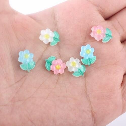 30pcs Resin Lovely Flower CC Accessories DIY Craft Phone Shell Patch Arts Materials Home Decor Cute Miniatures Ornament