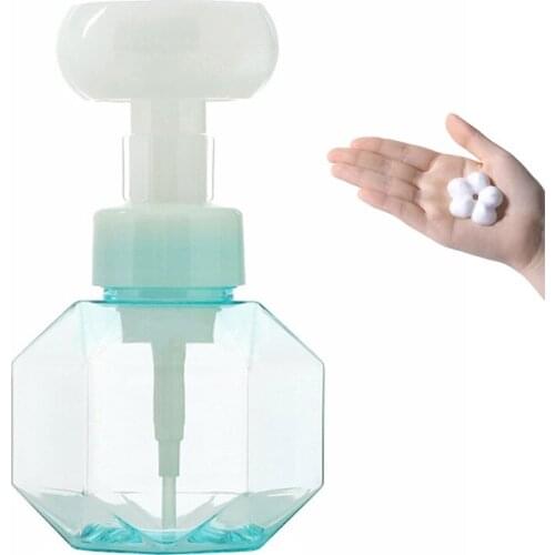 300ml Liquid Soap Dispenser Flower Shape Foam Foaming Pump Empty Bottle Plastic Clear Bottle Shower Gel Foam Pump Bottle