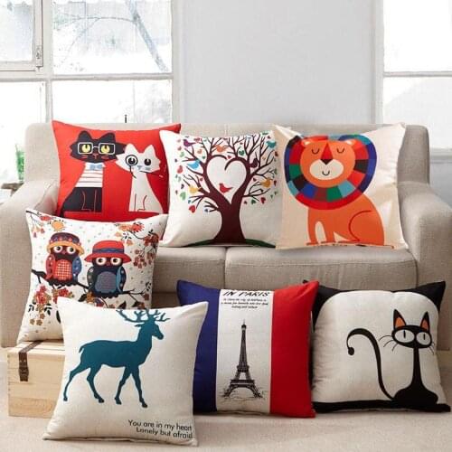 45x45cm Pillow Case Cushion Cover Cartoon Animal Pillowcase for Sofa Home Car Cushion Cover Throw Pillow Covers Decoration