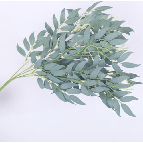 5 branches artificial willow bouquet silk fake leaves green faux foliage home wedding decoration plant jungle party arrangment