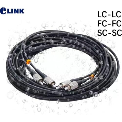 500mtr Outdoor TPU Fiber optic Patch Lead waterproof LC SC FC 2 core Armored patch cable Singlemode FTTA jumper SM DX 3.3mm