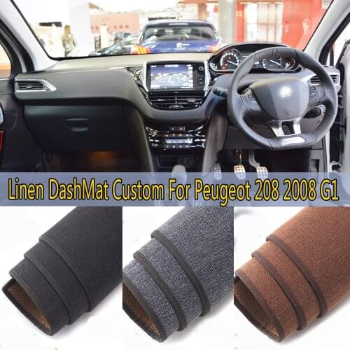 Car Styling Linen Dash Mat Covers Dashmat Dashboard Pads Carpet Accessories For Peugeot 208 2008 2012 -2017 2016 2014 2015