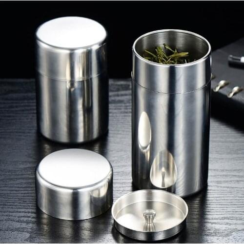 Stainless Steel Tea Canister With Airtight Lid Tea Tin Container For Loose Tea Portable Mini Household Metal Seal Pot