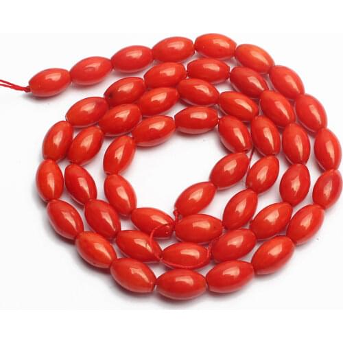 Natural Red Rice Shape Coral Beads For Jewelry Making Loose Beads Diy Bracelet Necklace 15inches 4x8mm 5x8mm 6x9mm-(F01185)