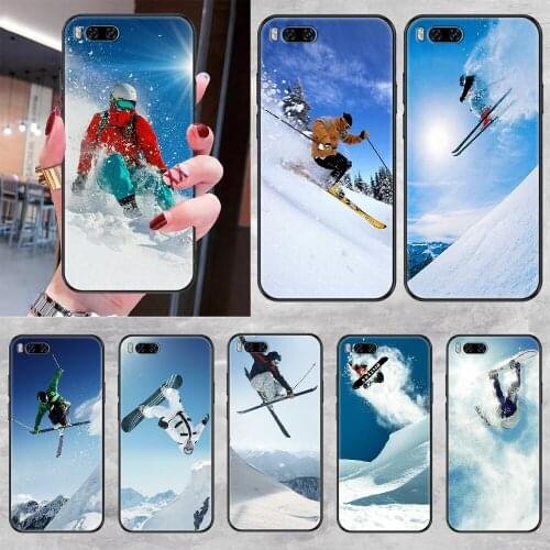 Snow Skiing Snowboard skis Phone case For Xiaomi Mi Max Note 3 A2 A3 8 9 9T 10 Lite Pro Ultra black pretty shell silicone