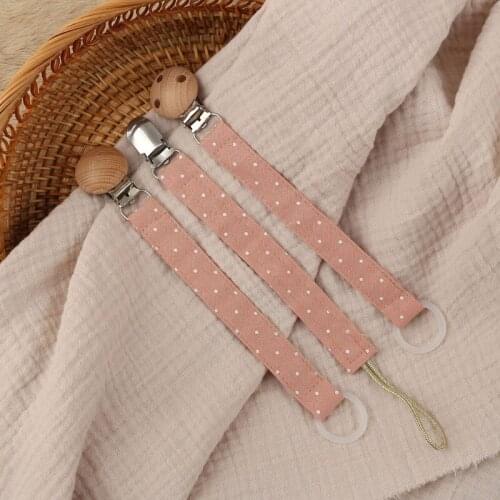 Infant Dummy Pacifier Clips Cotton Linen Wave Point Country Style Soother Holder Nursing Teether Dummy Clip Nipple Holder Baby P