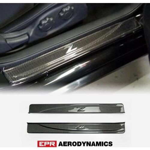 For Nissan 09 Onwards 370Z Z34 Fairlady Carbon Fiber OEM Door Sill Step Panel Door Sill Panel Glossy Finish Fibre Kit