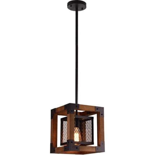 American retro industrial style solid wood chandelier creative wood lamps restaurant living room hotel lighting
