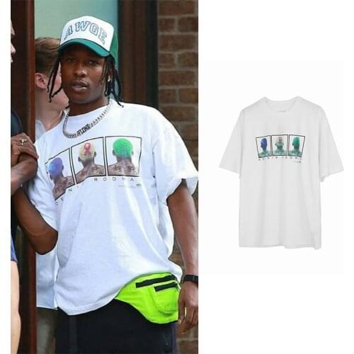 Travis scott t shirt dennis rodman hiphop streetwear men vintage rocky 97 100% cotton Tops