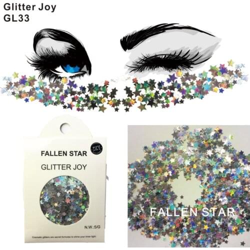 GL33 one pack of Silver Fallen Star Face and Body Cosmetic Glitter Sequins Halloween Party Make Up Body Carnival Decor