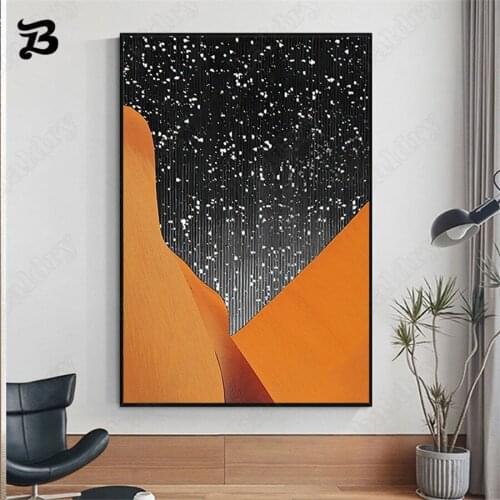 Canvas Painting Wall Art Shining Starry Sky View Oil Painting Modern Abstract Landscape Posters Prints for Living Room Decor