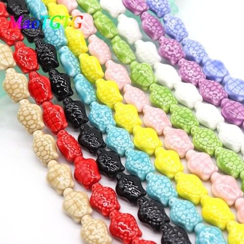 Sea Turtles Ceramic Beads For Jewelry Making Necklace Bracelet 18x13x8mm Mixed Color Tortoise Spacer Beads Accessories Wholesale