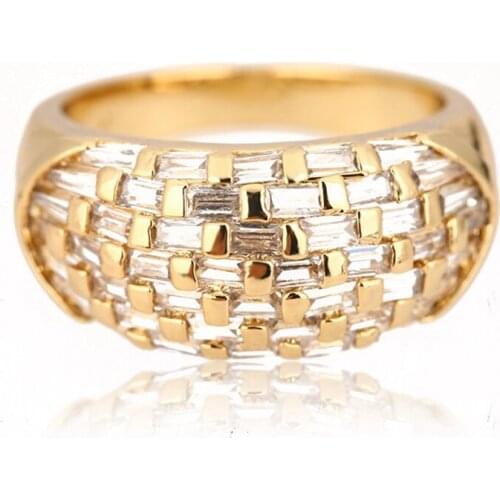 Hot Selling Shiny Full Zircon Ring Gold Silver Color Ring Jewelry For Women Wholesale