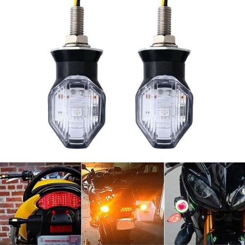 2PCS Mini Universal Motorcycle LED Turn Signal Indicator Light Amber Blinker Light Lighting Tail Lamp Motorbike Brake Light Moto