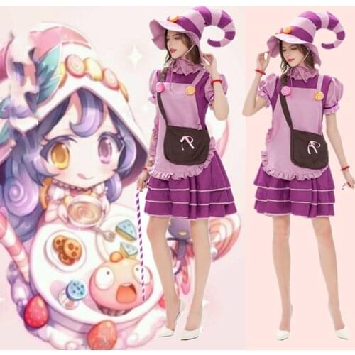 The Fae Sorceress Lulu Cosplay Costume Anime Game Lol League Of Legends Cosplay Halloween Carnival Clothes For Women With Hat