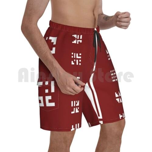 Journey Red Scarf-Plain Beach Shorts Men Beach Pants Swim Trunks Journey Red Game Ps3 Pattern Ribbon Road
