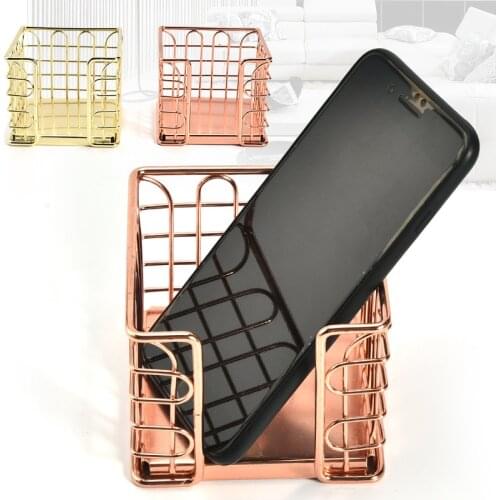 Creative Metal Rose Gold Note Paper Stationery Box Home Office Desktop Storage Basket Pen Holder Stationery Organizer Decoration