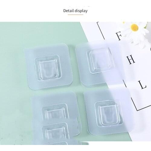 Five pairs of double-sided adhesive wall hook hanger strong transparent hook sucker sucker kitchen bathroom wall shelf