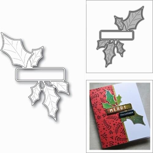 2020 New Christmas Holly Leaf Label Metal Cutting Dies for DIY Scrapbooking and Card Making Decorative Embossing Craft No Stamps