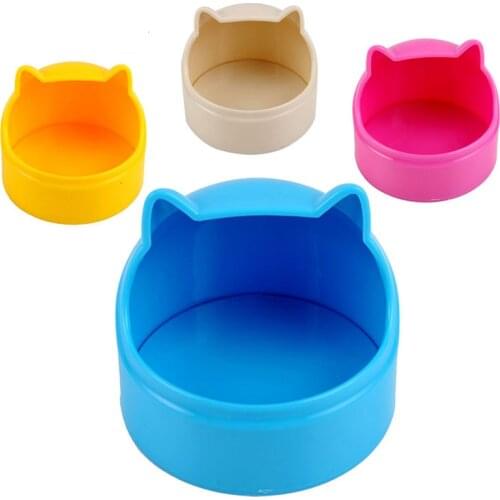 Small Pet Cute Cartoon Cat Ear Feeder Bowl Plastic Rat Squirrel Rabbit Guinea Pig Hamster Food Bowl Dish Random Color