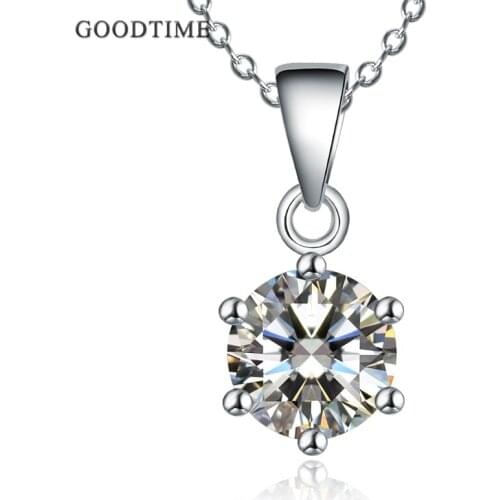 Fashion Women Necklace Pure 925 Sterling Silver Six Claw Crystal Pendant Jewelry Accessories Zircon Necklace For Wedding Party