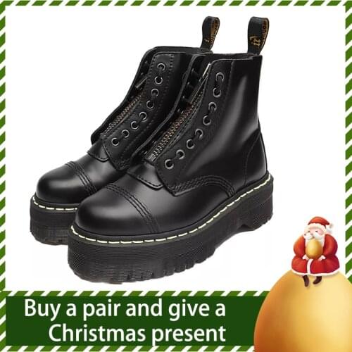 Fashion Martens Sinclair Martin Boots Women New Genuine Leather Martin Boots Thick-soled Front Zipper ankle Boots Mujer