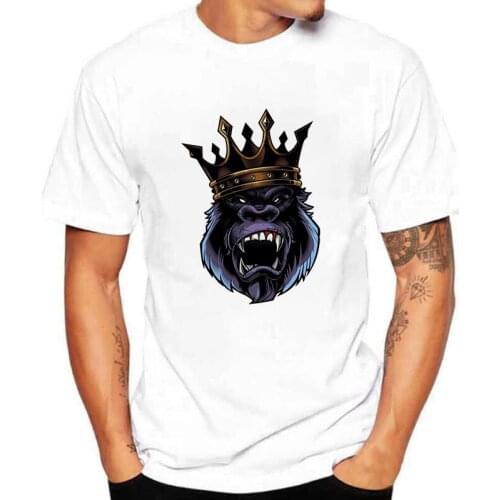 Mens T-shirts Funny Orangutan King Print Short Sleeve Summer Casual T-shirts Fashion Cartoon T Shirt Male Plus Size Tops Tee