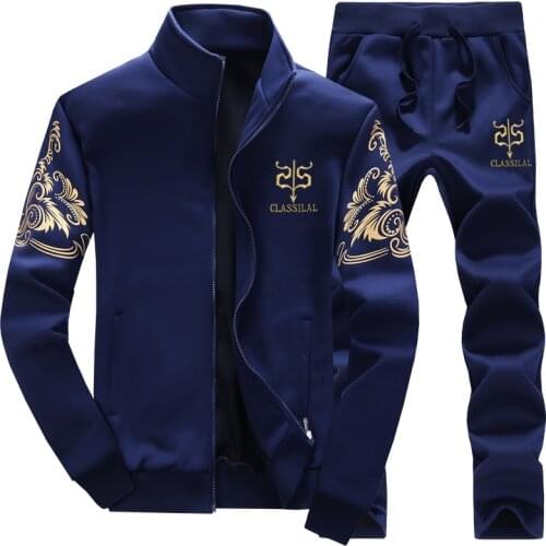 Plus men sport suit long sleeved cashmere coat high school male fitness baseball sweater, sportswear pants suit
